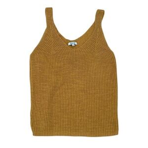 Madewell Womens XL Mustard Yellow Knit V-Neck Sweater Tank Top Sleeveless Ribbed